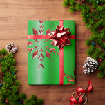 Red Snowflakes on Green Christmas Wrapping Paper<br><div class="desc">A very elegant Christmas wrapping paper with a festive pattern of large red snowflakes (or stars) decorating a traditional Christmas green metallic background to add a stylish touch to your gifts these holidays.</div>