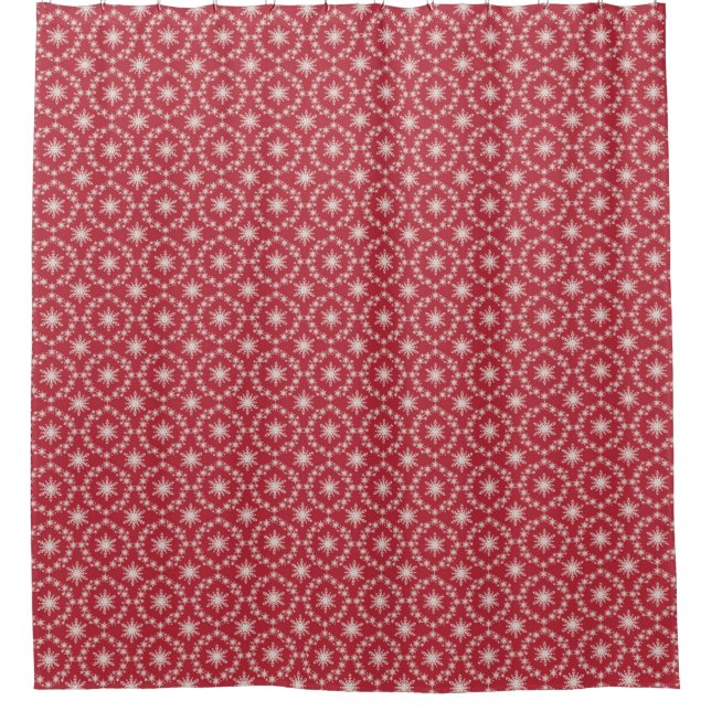 Red Snowflakes Pattern Christmas Shower Curtain (Front)