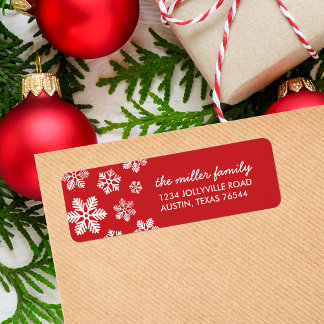 Red Snowflakes Personalised Address Labels