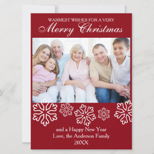 Red Snowflakes Photo - 6.5x9 Christmas Card