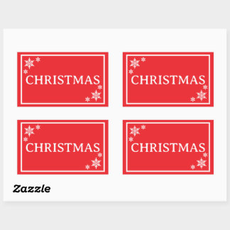 Red Snowflakes Simple Christmas Word Rectangular Sticker