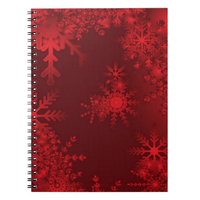 Red Snowflakes Spiral Notebook (Front)