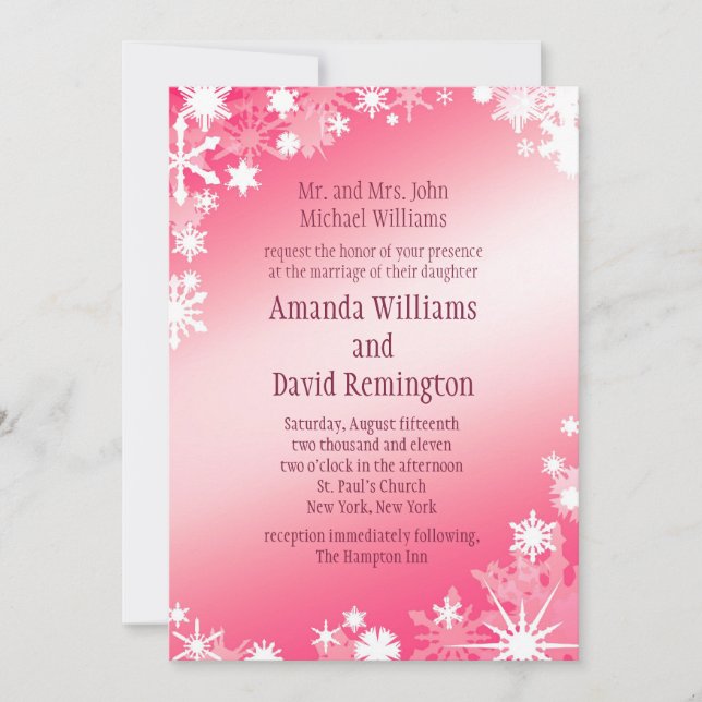 Red Snowflakes Wedding Invitation (Front)