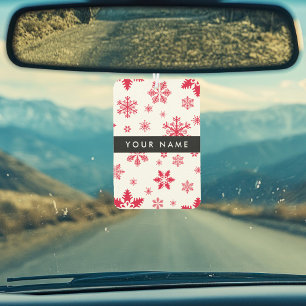 Red Snowflakes, Your name, Personalise Car Air Freshener