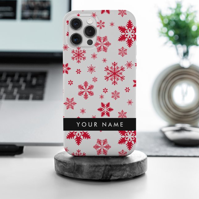 Red Snowflakes, Your name, Personalise Case-Mate iPhone Case (Creator Uploaded)