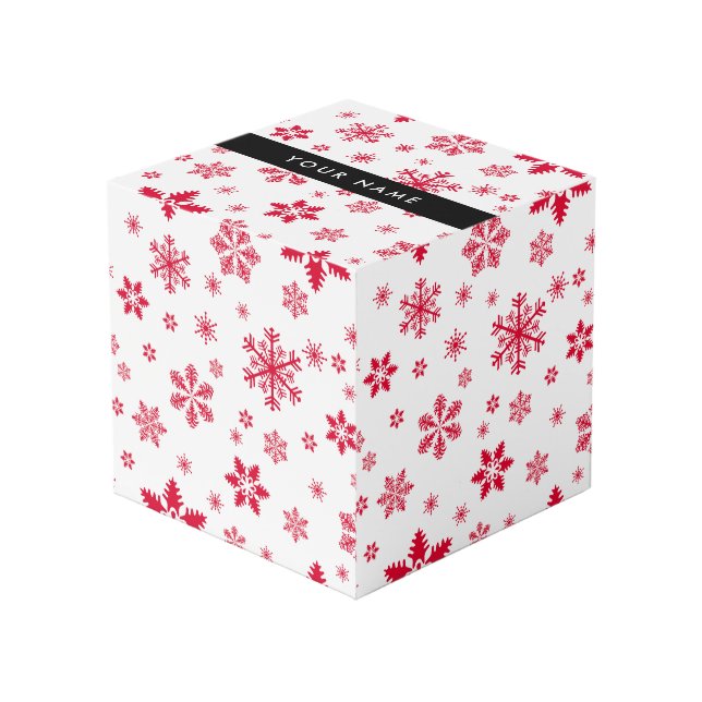 Red Snowflakes, Your name, Personalise Cube (Front Angled)