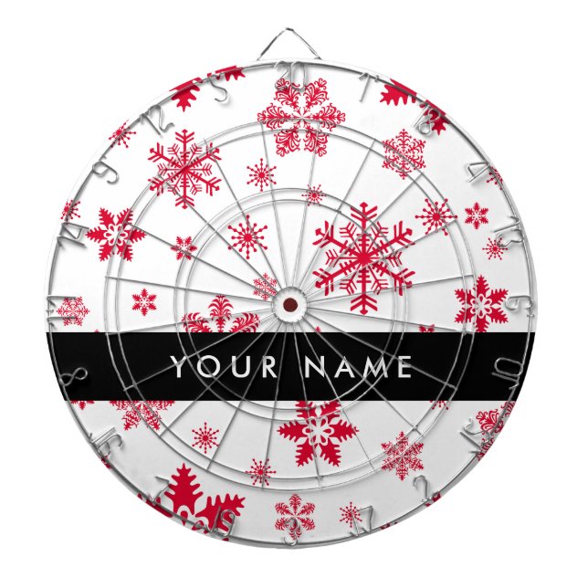 Red Snowflakes, Your name, Personalise Dartboard (Front)