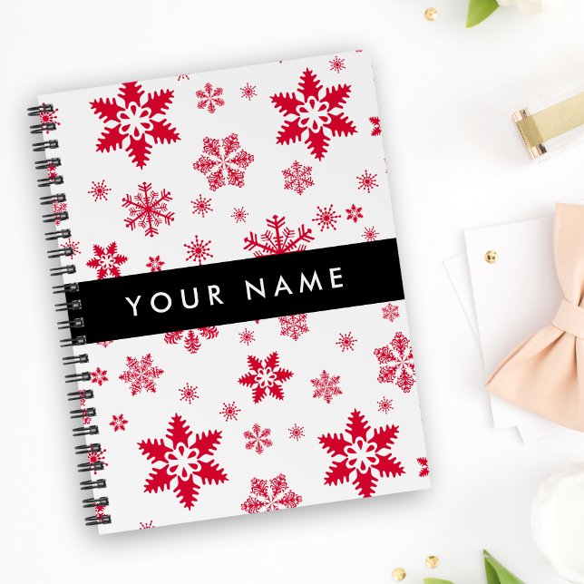 Red Snowflakes, Your name, Personalise Notebook (Creator Uploaded)