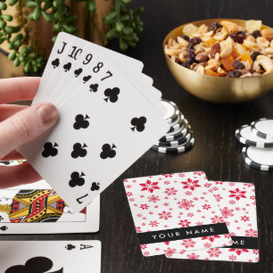 Red Snowflakes, Your name, Personalise Playing Cards