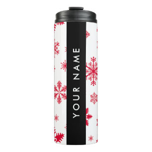 Red Snowflakes, Your name, Personalise Thermal Tumbler
