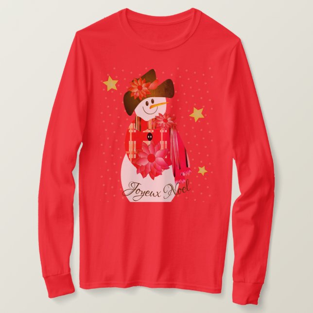 Red Snowman Cute  T-Shirt (Design Front)