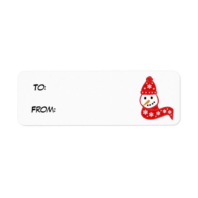 Red Snowman Gift Tag Label (Front)