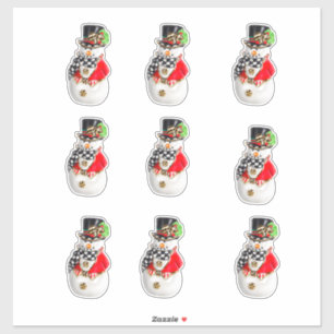 Red Snowman Retro Vintage Christmas Snow Winter