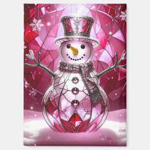 Red Snowman Snowflakes Holiday Magnet