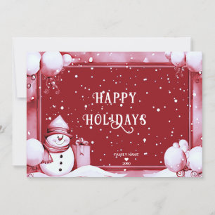 Red Snowman Snowy Holiday Christmas Card