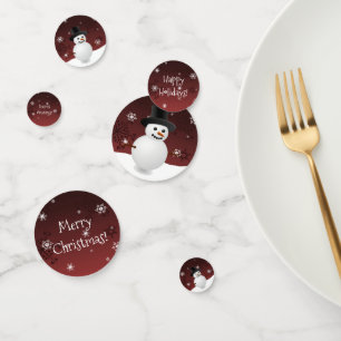 Red Snowman Winter Scene Christmas Confetti