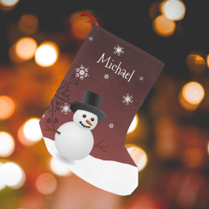 Red Snowman Winter Scene Christmas Stocking