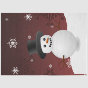 Red Snowman Winter Scene Christmas Tissue Paper