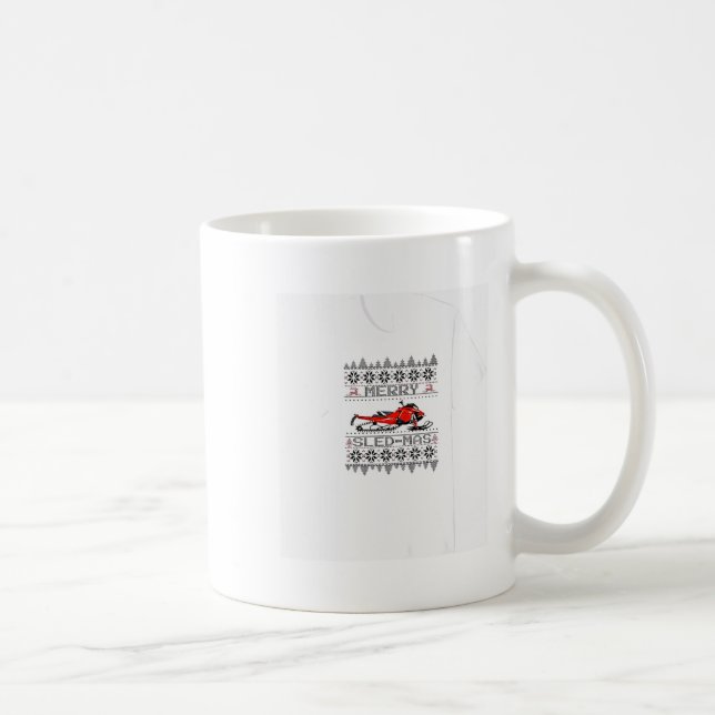 Red Snowmobile Holiday Sweater Merry Sledmas Ugly  Coffee Mug (Right)