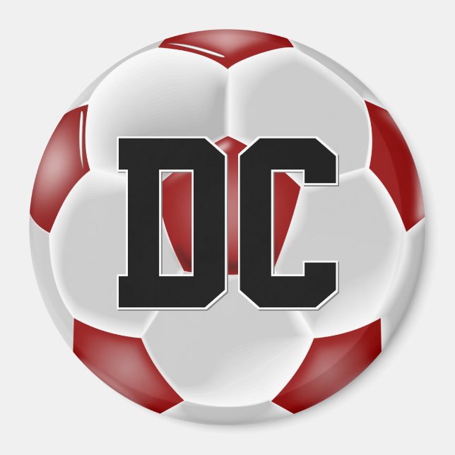 Red Soccer Ball Custom Player Number/Letter Sports Magnet (Front)