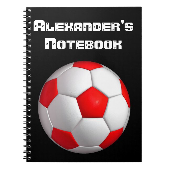 Red Soccer Ball Personalize Notebook (Front)