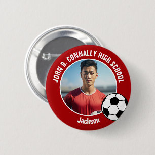 Red Soccer Player Photo High School Spirit 6 Cm Round Badge