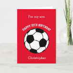Red Soccer Sport 12th Birthday Card<br><div class="desc">Personalised soccer 12th birthday card for him. You will be able to easily personalise the front of this soccer sport birthday card with his name. The inside card message and the back of the card can also be edited. This red personalised soccer 12th birthday card would make a great keepsake...</div>