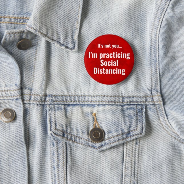 Red Social Distancing Funny It's Not You Safety 6 Cm Round Badge (In Situ)