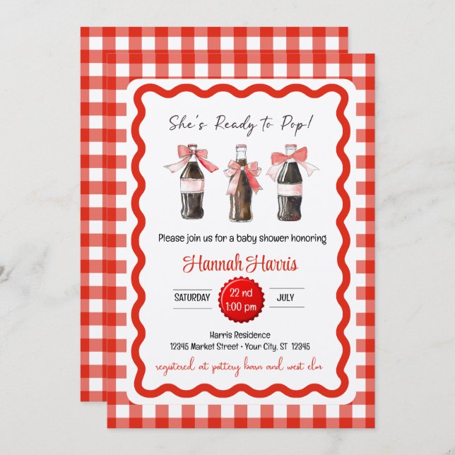 Red Soda Baby Ready to POP Baby Shower  Invitation (Front/Back)