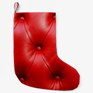 Red sofa leather texture small christmas stocking