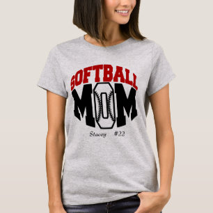 Red Softball Mom Personalized T-Shirt