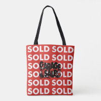 Red Sold Garage Sale Grocery Shopping Tote Bag