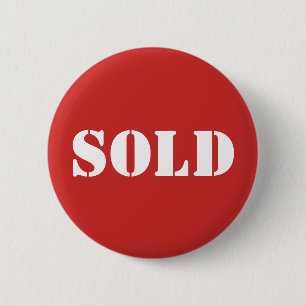 Red SOLD Typography Word Print 6 Cm Round Badge