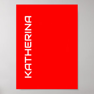 Red Solid Colour   Classic White Name Poster