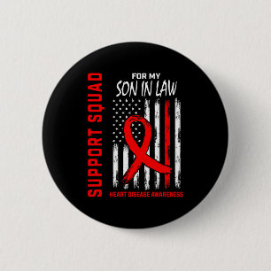 Red Son In Law Heart Disease Awareness Usa Flag Ba 6 Cm Round Badge