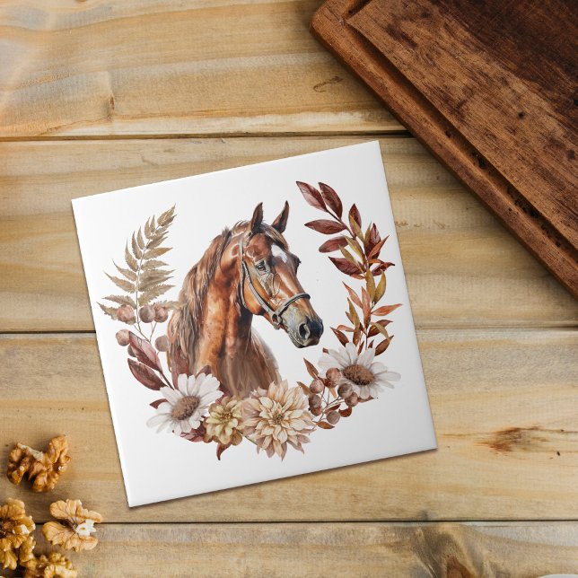 Red Sorrel Horse Autumn Wreath Tile (Creator Uploaded)