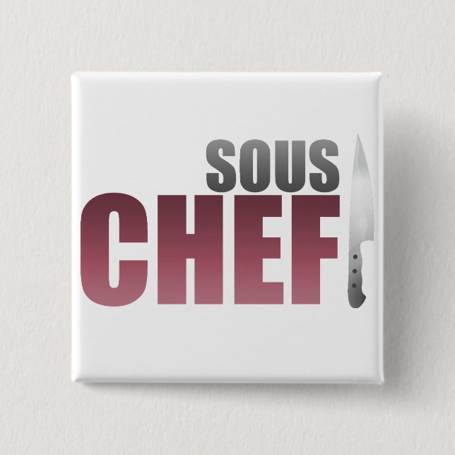 Red Sous Chef 15 Cm Square Badge (Front)