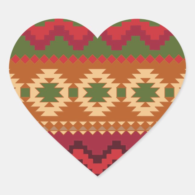 red southwest pattern -  western abstract art heart sticker (Front)