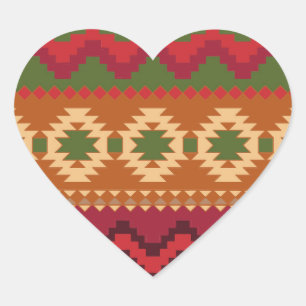 red southwest pattern - western abstract art heart sticker