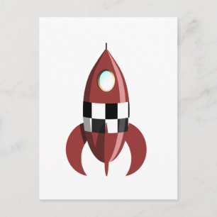 Red Space Rocket Postcard
