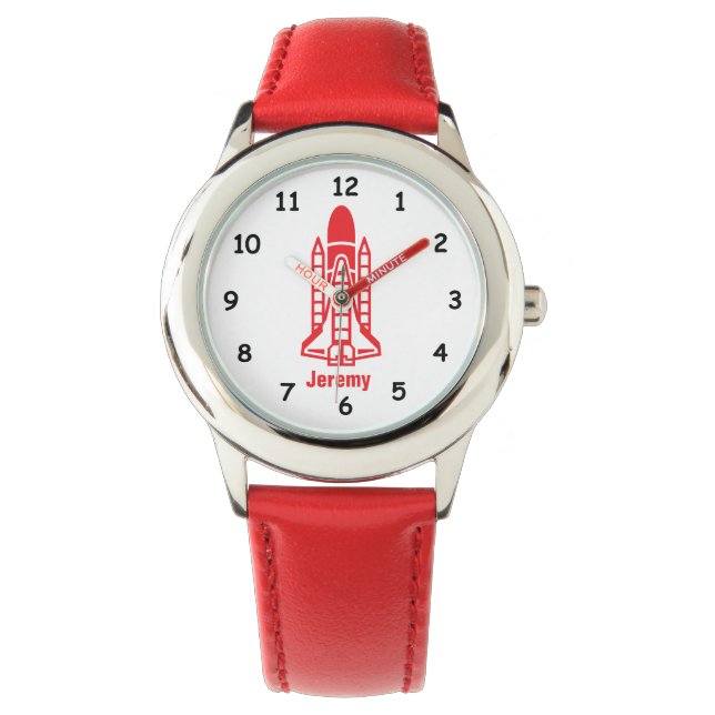 Red space shuttle launch watch for kids (Front)