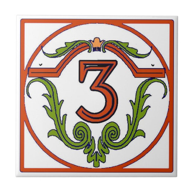 Red Spanish Letter House Number Tiles (Front)