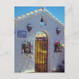 Red Spanish style door, Marbella flowers Postcard