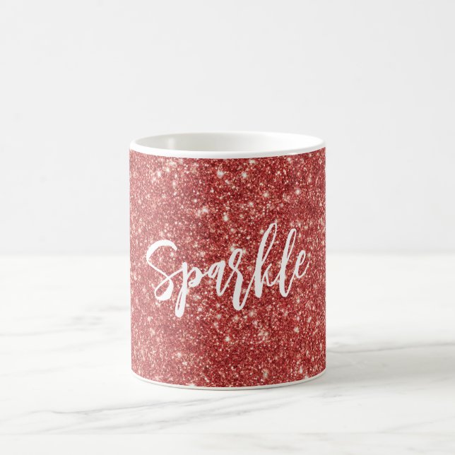 Red Sparkle Glitter Christmas Coffee Mug (Center)