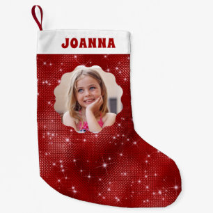 Red Sparkle Glitter  Small Christmas Stocking