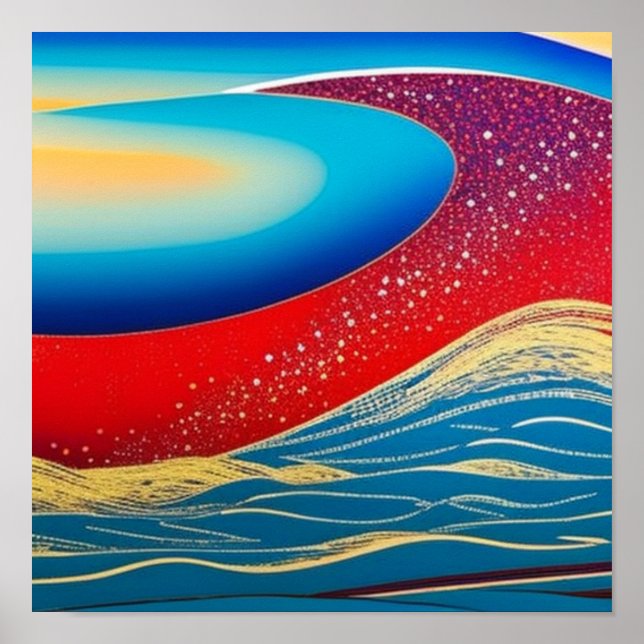 Red Sparkle Wave Poster (Front)
