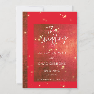 Red Sparkle Wedding Invitation Glamourous Starry