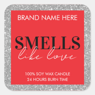 Red Sparkling Custom Valentine's Day Candle Label