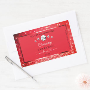 Red Sparkling Glitter Product Labels Logo Jewels