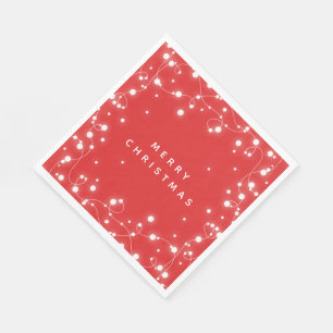 Red Sparkling Lights Christmas Party Paper Napkin